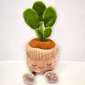 RUBBER TREE 🌿 Green Potted Plant w Face & Fur Feet Greenhouse by Russ ☆ NWOT ☆